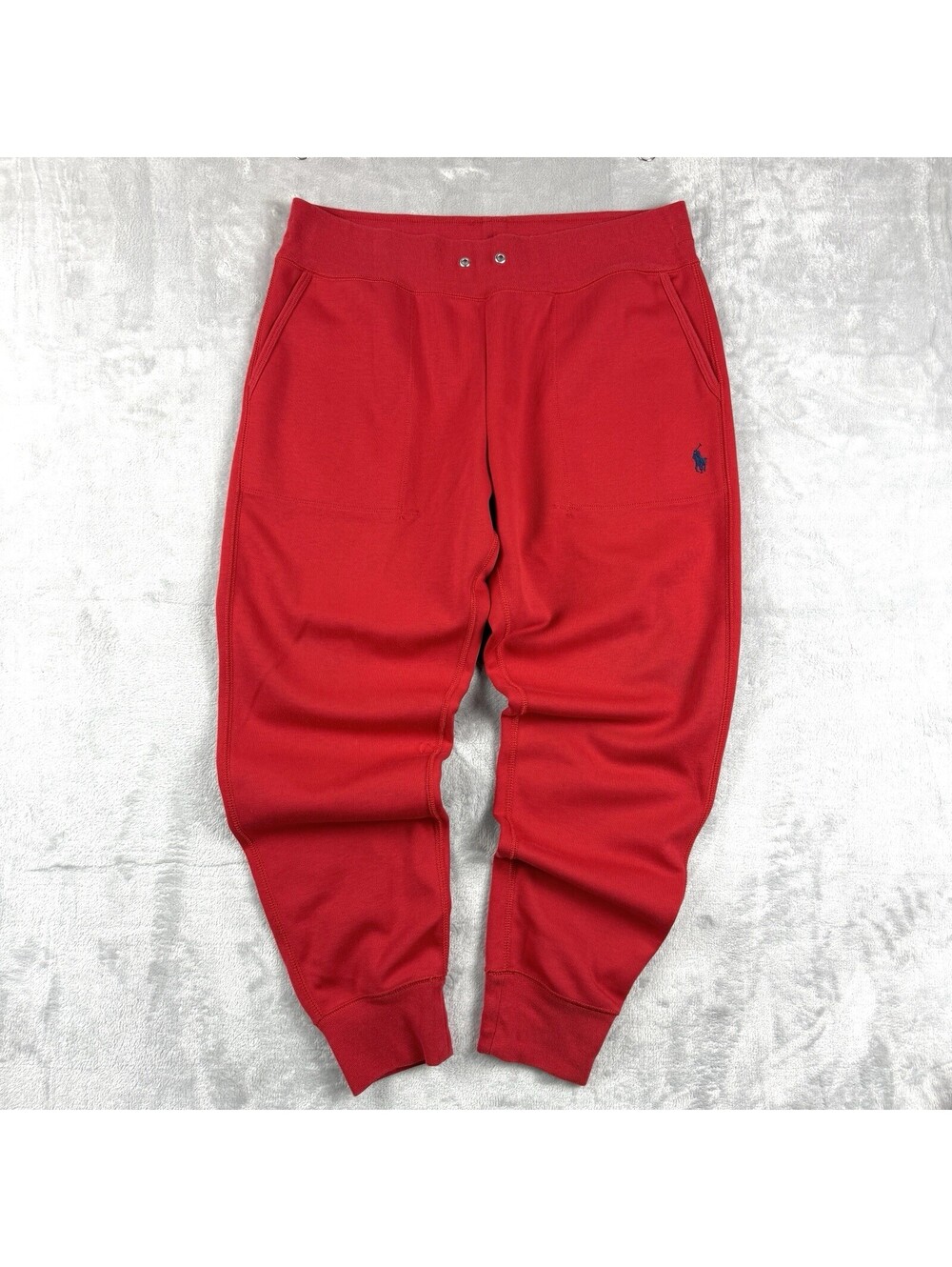 Polo Ralph Lauren Double Knit Joggers Red Pony Pockets Sweatpants Men L Preppy
